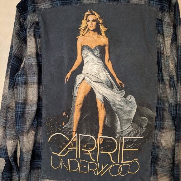 SOLD! Carrie Underwood Concert Plaid Flannel Shirt Hand Crafted Upcycled - Picture 4 of 10